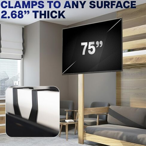 VIVO TV Hanger Bracket for 42 to 75 inch Flat and Curved Screens, Light Weight Steel Design, Height Adjustable Cross Bar, Loft Bed, Thin Door TV Mount, Max VESA 400x400, Black, MOUNT-TV02LB in Saudi Arabia