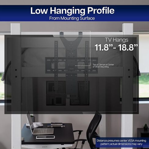 VIVO TV Hanger Bracket for 42 to 75 inch Flat and Curved Screens, Light Weight Steel Design, Height Adjustable Cross Bar, Loft Bed, Thin Door TV Mount, Max VESA 400x400, Black, MOUNT-TV02LB in Saudi Arabia
