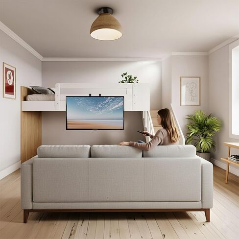VIVO TV Hanger Bracket for 42 to 75 inch Flat and Curved Screens, Light Weight Steel Design, Height Adjustable Cross Bar, Loft Bed, Thin Door TV Mount, Max VESA 400x400, Black, MOUNT-TV02LB in Saudi Arabia