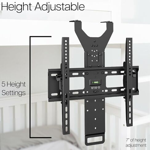 VIVO TV Hanger Bracket for 42 to 75 inch Flat and Curved Screens, Light Weight Steel Design, Height Adjustable Cross Bar, Loft Bed, Thin Door TV Mount, Max VESA 400x400, Black, MOUNT-TV02LB in Saudi Arabia