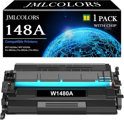 خرطوشة حبر 148A (مع رقاقة) بديلة متوافقة لخرطوشة الحبر HP 148A 148X W1480A W1480X تعمل مع طابعة HP LaserJet Pro MFP 4101fdw 4101fdn 4001dw 4001dn 4001n (2 أسود) in Kuwait