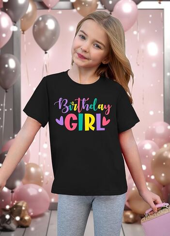 CAZYCHILD Birthday Girl Shirts Kids Birthday Party Outfit Toddler Baby Girls Gift Cute Short Sleeve Tees for 5-14Y in Saudi Arabia