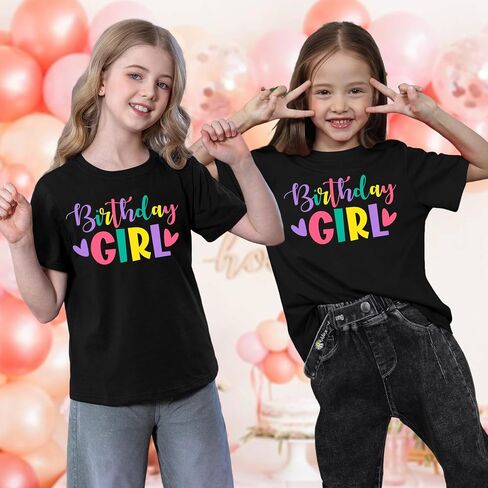 CAZYCHILD Birthday Girl Shirts Kids Birthday Party Outfit Toddler Baby Girls Gift Cute Short Sleeve Tees for 5-14Y in Saudi Arabia