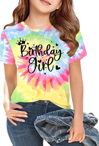 CAZYCHILD Birthday Girl Shirts Kids Birthday Party Outfit Toddler Baby Girls Gift Cute Short Sleeve Tees for 5-14Y in Saudi Arabia