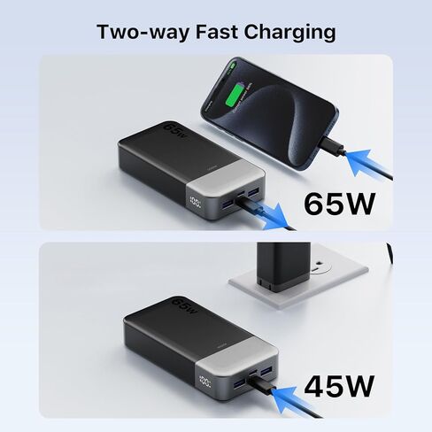 Portable Charger 65W Power Bank 20000mAh Compact USB C Laptop Power Bank Fast Charging Battery Pack for Laptop MacBook Dell XPS iPad Tablet Steam Deck iPhone 17/16/15/14 Series Samsung and More in Saudi Arabia