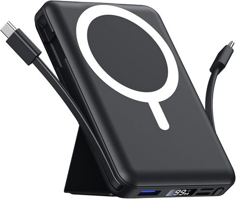Azmuth لشاحن MagSafe المحمول، بنك طاقة مغناطيسي 10000 مللي أمبير في الساعة مع شاشة LED للشحن السريع 20 وات PD USB-C لحزمة بطارية MagSafe، شاحن سفر مغناطيسي لسلسلة iPhone 17/16/15/14/13/12 in Kuwait