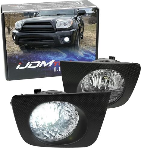 iJDMTOY OEM-Spec Clear Lens Fog Light Kit with 15-SMD Super Bright Xenon White LED Replacement Bulbs, Relay Wiring On/Off Switch, Compatible with Toyota 2006-2009 4Runner in Saudi Arabia