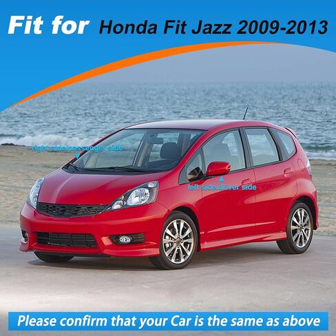 Door Rearview Mirror Cover Cap Housing Protective Cover For Exterior Mirrors Fit For Honda Fit Jazz 2009 2010 2011 2012 2013 (Black, Left Driver Side) in Saudi Arabia