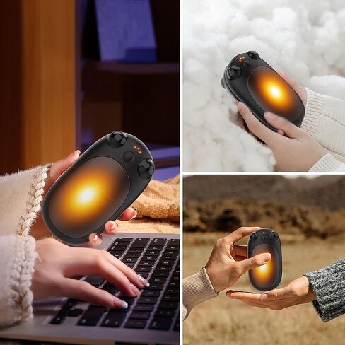 Rechargeable Hand Warmers 2 Pack, Reusable Pocket Heater with 3 Heat Levels, Magnetic Split Electric Handwarmer, Portable Heating for Hunting, Camping, Golf in Saudi Arabia