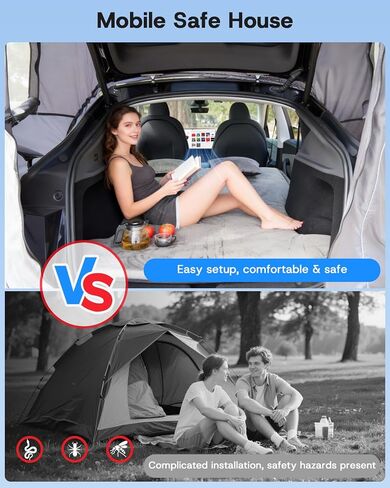 Camping Tent with Canopy for Tesla Model Y Juniper Accessories 2025 2026 [UPF50+ & Waterproof PU 3000mm] 420D Oxford Fabric Car Tailgate Shade Awning with Screen Net for 7-8 Person - Grey in Saudi Arabia