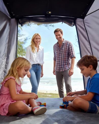 Camping Tent with Canopy for Tesla Model Y Juniper Accessories 2025 2026 [UPF50+ & Waterproof PU 3000mm] 420D Oxford Fabric Car Tailgate Shade Awning with Screen Net for 7-8 Person - Grey in Saudi Arabia