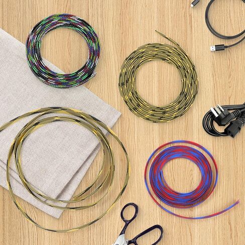 Braided Wire Loom Sleeve - Pet Proof Chew Resistant Cable Wrap, High Density Expandable Cable Sleeving for Automotive Wire Harness & PC Computer Case 16.4ft (Black Yellow, 16mm (5/8")) in Saudi Arabia