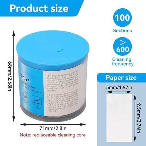 Optical Fiber Wipes, 100 Pieces Fiber Cable End Connector Cleaning Dust Paper Wipes for Cleaning Bare, Connector End-Faces, Electronic Components in Saudi Arabia