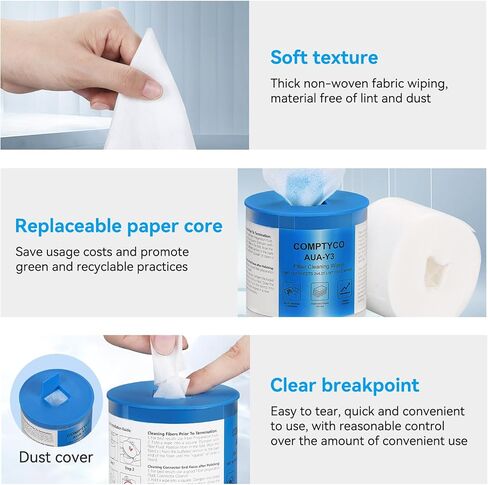 Optical Fiber Wipes, 100 Pieces Fiber Cable End Connector Cleaning Dust Paper Wipes for Cleaning Bare, Connector End-Faces, Electronic Components in Saudi Arabia