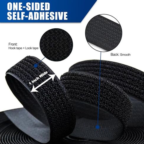 1 Inch x 16 Ft Adjustable Hook and Loop Cable Straps with 25 Metal Buckles, Cut-to-Length Reusable Fastening Ties for Organizer Storage Wire Management in Saudi Arabia