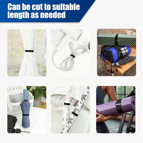 1 Inch x 16 Ft Adjustable Hook and Loop Cable Straps with 25 Metal Buckles, Cut-to-Length Reusable Fastening Ties for Organizer Storage Wire Management in Saudi Arabia