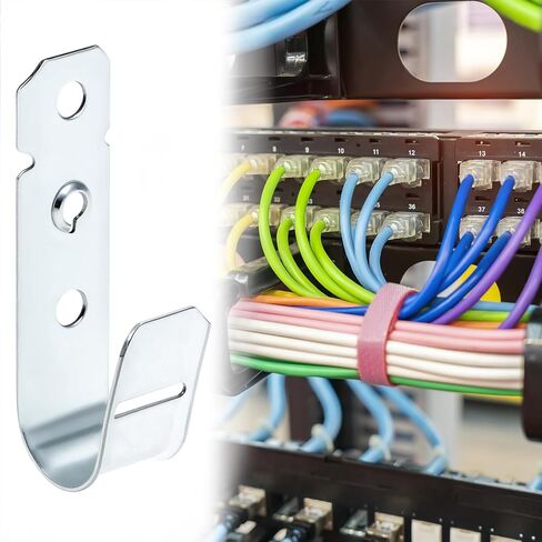 QWORK 50 حزمة من الكابلات شديدة التحمل مقاس 3/4 بوصة تدعم خطافات على شكل حرف J - فولاذ مطلي بالزنك، إدارة كابلات متعددة الاستخدامات، متوافقة مع الألياف الضوئية CAT5e CAT6 in Kuwait