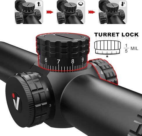 VICTOPTICS 1-6x24 ألياف 30 مم أنبوب المستوى البؤري الثاني Riflescope 6 مستويات مضيئة MIL شبكاني LPVO نطاق بندقية صفر إعادة ضبط قفل البرج مع حلقات نطاق ويفر للصيد والرماية المدمجة in Kuwait