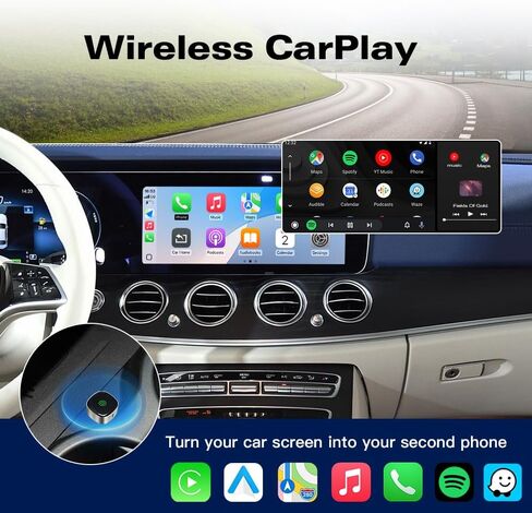 محول CarPlay لاسلكي 2 في 1 لهواتف iPhone ومحول تلقائي Android لاسلكي، توصيل وتشغيل اتصال USB/USB C، محول Apple Car Play اللاسلكي لنظام iOS/Android in Kuwait