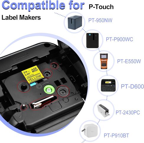 2 حزمة متوافقة مع شريط صانع الملصقات Brother P-Touch TZe651 TZ651 24 مم 0.94 بوصة أسود على أصفر مصفح TZe-651 TZ-651 شريط ملصقات لـ PT-330 PT-350 PT-520 PT-530 PT-540 PT-550 PT-580C in Saudi Arabia