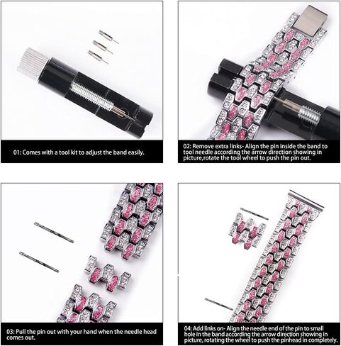 سوار Bling Diamond متوافق مع Fitbit Charge 6/ Charge 5، أساور معدنية أنيقة من الفولاذ المقاوم للصدأ حزام مقاوم للماء لسوار Fitbit Charge 5 (فضي) in Saudi Arabia