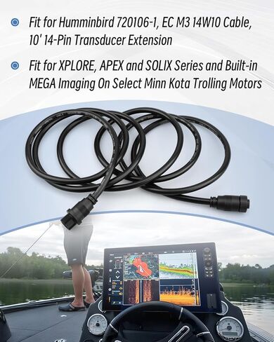 720106-1 EC M3 14W10 Transducer Extension Cable Fit for Humminbird XPLORE/APEX/SOLIX Series, Fit for Built-in MEGA Imaging On Select Minn Kota Trolling Motors in Saudi Arabia