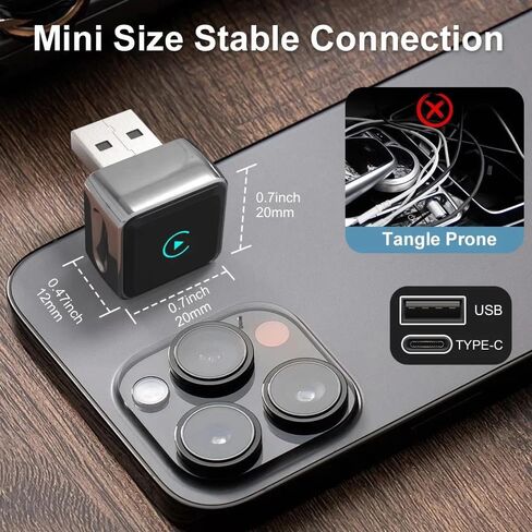 Ultra Compact Multi-User AUTO-Connect Wireless CarPlay Adapter 2026 for iPhone – Fast & Stable 5GHz Dual Band WiFi, Converts Wired to Wireless, USB-A/USB-C, for Cars 2016+, iOS 10+ in Saudi Arabia
