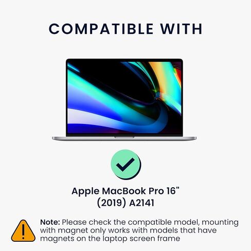 kwmobile Laptop Privacy Screen for Apple MacBook Pro 16" (2019) A2141 - Magnetic Computer Privacy Screen Shield - Laptop Monitor Protector - Anti Glare Blue Light Blocking in Saudi Arabia