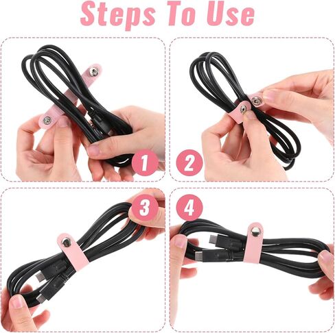 6 Pcs Leather Cord Organizer, Multipurpose Cable Organizer Reusable PU Cable Straps Clips Portable Cord Winder Keepers for Wire Ties Charging Cords Power Cords in Saudi Arabia