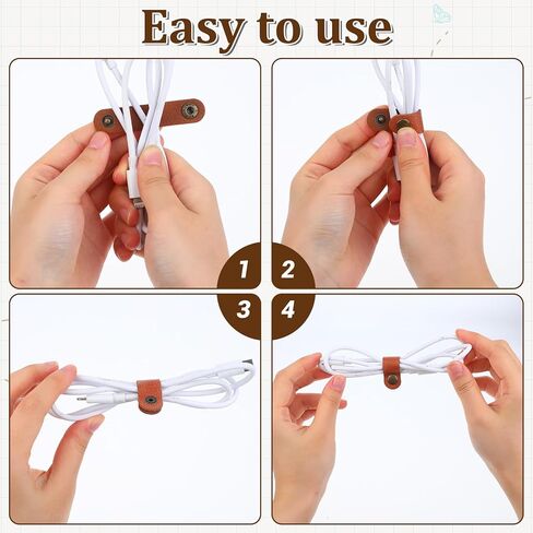 5 قطع من حافظات الأشرطة، أشرطة قابلة لإعادة الاستخدام مع أزرار كبس من جلد البولي يوريثان، منظم كابلات جلدية، مشابك أشرطة، أربطة سلكية، سلك هاتف، أسلاك شحن، سماعة أذن، حامل USB، حامل متعدد الأغراض in Kuwait