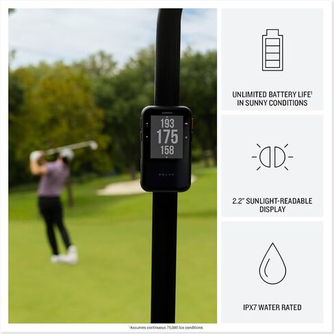 مجموعة صندوق هدايا محمولة باليد من Garmin Approach G20 Solar GPS - شحن بالطاقة الشمسية، شاشة عالية الدقة يمكن قراءتها في ضوء الشمس، حامل مغناطيسي مدمج مع محول حائط PlayBetter وحافظة صلبة in Saudi Arabia