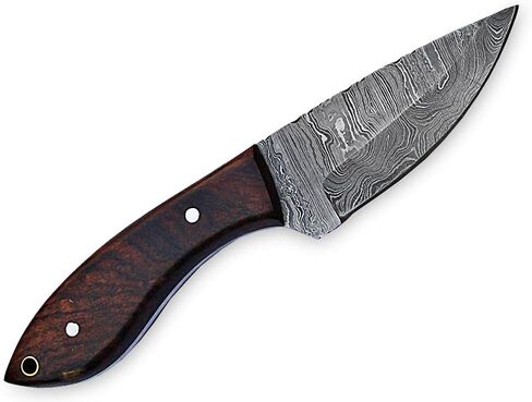 8inch Custom Handmade Damascus blade knife/Fixed blade knife with sheath/Fixed Blade Knives/Skinning Knives/Hunting Knives/EDC Knives (Brown) in Kuwait