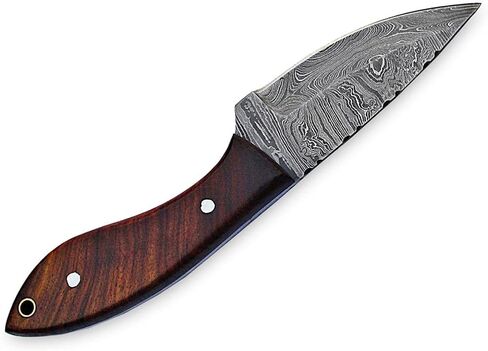 8inch Custom Handmade Damascus blade knife/Fixed blade knife with sheath/Fixed Blade Knives/Skinning Knives/Hunting Knives/EDC Knives (Brown) in Kuwait