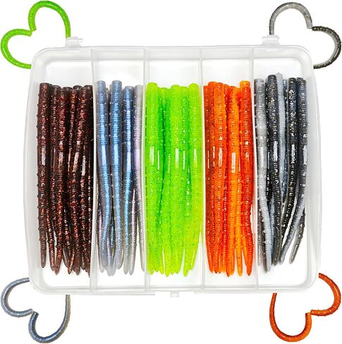 Floating Ned Rig Worms for Bass Fishing - 50PCS 5" Senko Soft Plastic Stick Baits, TRD Fishing Lures Kit for Freshwater and Saltwater in Saudi Arabia