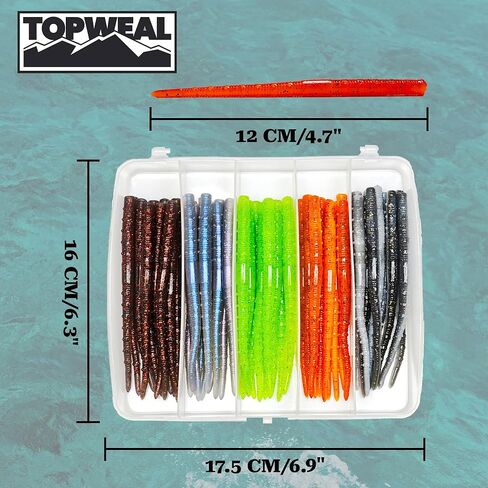Floating Ned Rig Worms for Bass Fishing - 50PCS 5" Senko Soft Plastic Stick Baits, TRD Fishing Lures Kit for Freshwater and Saltwater in Saudi Arabia