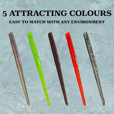 Floating Ned Rig Worms for Bass Fishing - 50PCS 5" Senko Soft Plastic Stick Baits, TRD Fishing Lures Kit for Freshwater and Saltwater in Saudi Arabia