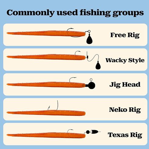 Floating Ned Rig Worms for Bass Fishing - 50PCS 5" Senko Soft Plastic Stick Baits, TRD Fishing Lures Kit for Freshwater and Saltwater in Saudi Arabia