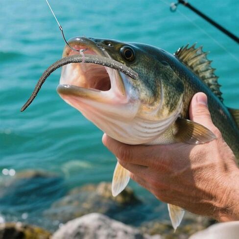 Floating Ned Rig Worms for Bass Fishing - 50PCS 5" Senko Soft Plastic Stick Baits, TRD Fishing Lures Kit for Freshwater and Saltwater in Saudi Arabia