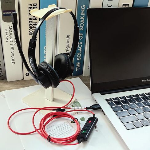 سماعة رأس USB سلكية من Callez مع ميكروفونات إلغاء الضوضاء المزدوجة ENC، سماعة كمبيوتر على الأذن لأجهزة الكمبيوتر المحمول، سماعات عمل احترافية لفرق المكاتب المنزلية، مركز اتصال Skype Zoom، التحكم في المكالمات لفرق MS in Saudi Arabia
