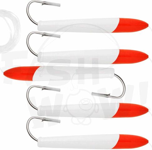 5pcs 6" Fishing Cedar Plugs Rigged Big Game Trolling Wood Lure - Red White in Saudi Arabia