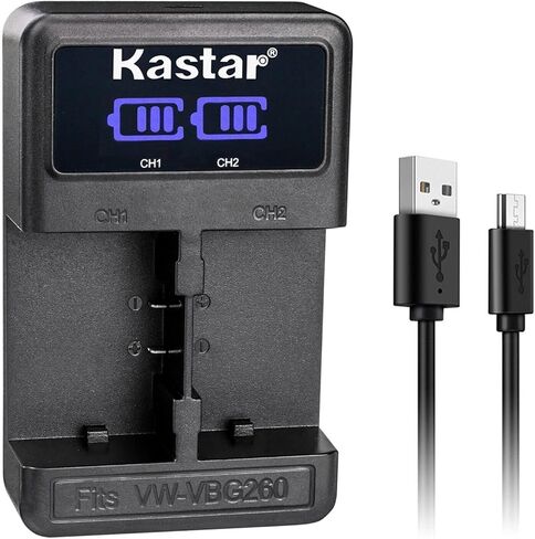 بطارية Kastar 3 عبوات VW-VBG070 وشاحن USB LED2 متوافق مع كاميرا باناسونيك HDC-TM300P HDC-TM300PC HDC-TM350 HDC-TM650 HDC-TM700 HDC-TM700K HDC-TM750 HDC-TMT750GK NV-GS90 NV-GS98GK in Kuwait