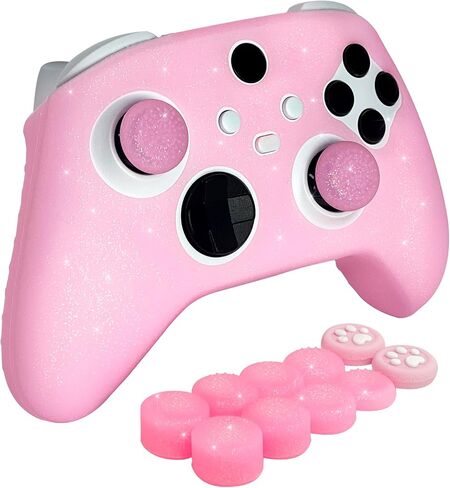 غطاء حماية من السيليكون مضاد للانزلاق باللون الوردي اللامع لجهاز تحكم Xbox Series X/S، 8 قطع من أغطية مقابض الإبهام اللامعة وغطاءين للمقبض. in Saudi Arabia