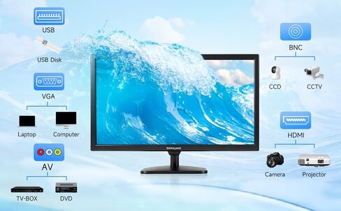 شاشة CCTV 21.5 بوصة عالية الدقة (1920 × 1080)، 16:9 مع BNC/VGA/HDMI/مكبر صوت مدمج معدل تحديث 60 هرتز، شاشة لأجهزة الكمبيوتر المحمولة وأجهزة الكمبيوتر وأجهزة الكمبيوتر المكتبية، شاشة LED، VESA 75x75 مم in Kuwait