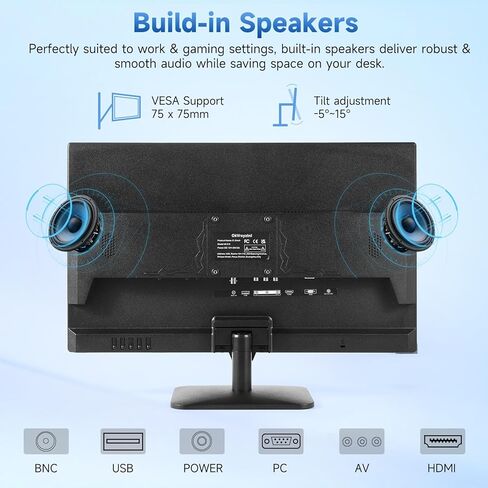 شاشة CCTV 21.5 بوصة عالية الدقة (1920 × 1080)، 16:9 مع BNC/VGA/HDMI/مكبر صوت مدمج معدل تحديث 60 هرتز، شاشة لأجهزة الكمبيوتر المحمولة وأجهزة الكمبيوتر وأجهزة الكمبيوتر المكتبية، شاشة LED، VESA 75x75 مم in Kuwait