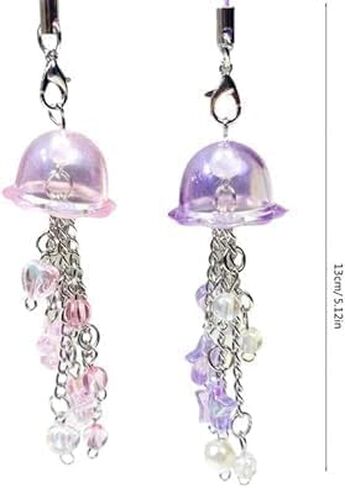 Purple Jellyfish Phone Charm with Star and Heart, Aesthetic Cell Phone Strap for Bag Keychain Camera Decoration in Saudi Arabia