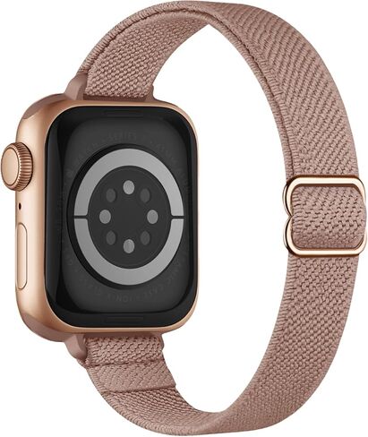 حزام رفيع قابل للتمدد متوافق مع أساور ساعة Apple 41 مم 40 مم 38 مم 42 مم 44 مم 45 مم 46 مم 49 مم للنساء والرجال، حزام رياضي رفيع من النايلون المرن لسلسلة iWatch 11 10 9 8 7 6 5 4 3/SE/Ultra 3 2 1 in Kuwait