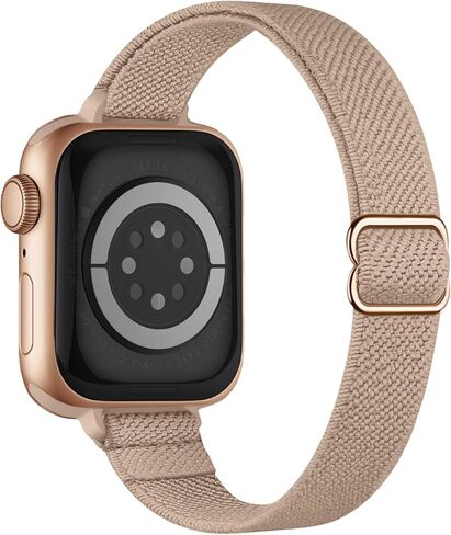 حزام رفيع قابل للتمدد متوافق مع أساور ساعة Apple 41 مم 40 مم 38 مم 42 مم 44 مم 45 مم 46 مم 49 مم للنساء والرجال، حزام رياضي رفيع من النايلون المرن لسلسلة iWatch 11 10 9 8 7 6 5 4 3/SE/Ultra 3 2 1 in Kuwait