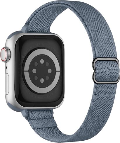 حزام رفيع قابل للتمدد متوافق مع أساور ساعة Apple 41 مم 40 مم 38 مم 42 مم 44 مم 45 مم 46 مم 49 مم للنساء والرجال، حزام رياضي رفيع من النايلون المرن لسلسلة iWatch 11 10 9 8 7 6 5 4 3/SE/Ultra 3 2 1 in Kuwait