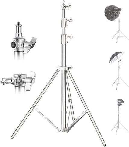 L-280M Stainless Steel Light Stand 110inch 280cm Heavy Duty with Buffer Spring and 1/4 inch to 3/8 inch Universal Adapter for Studio Softbox, Monolight and Other (1 Pack with Bag) in Saudi Arabia