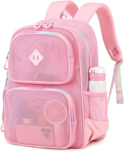 حقيبة ظهر للشبكة للبنات الأولاد ، حقيبة كتب شبكية شبكية ، حقيبة ظهر صافية ، انظر من خلال المدرسة ، الشاطئ ، السباحة ، العمل ، السفر (أسود) in Kuwait